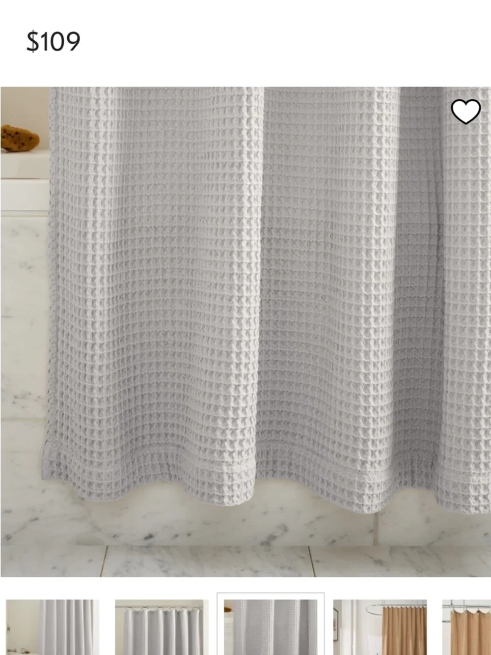 West Elm Waffle Weave Shower Curtain - Light Gray - Picture 2 of 6